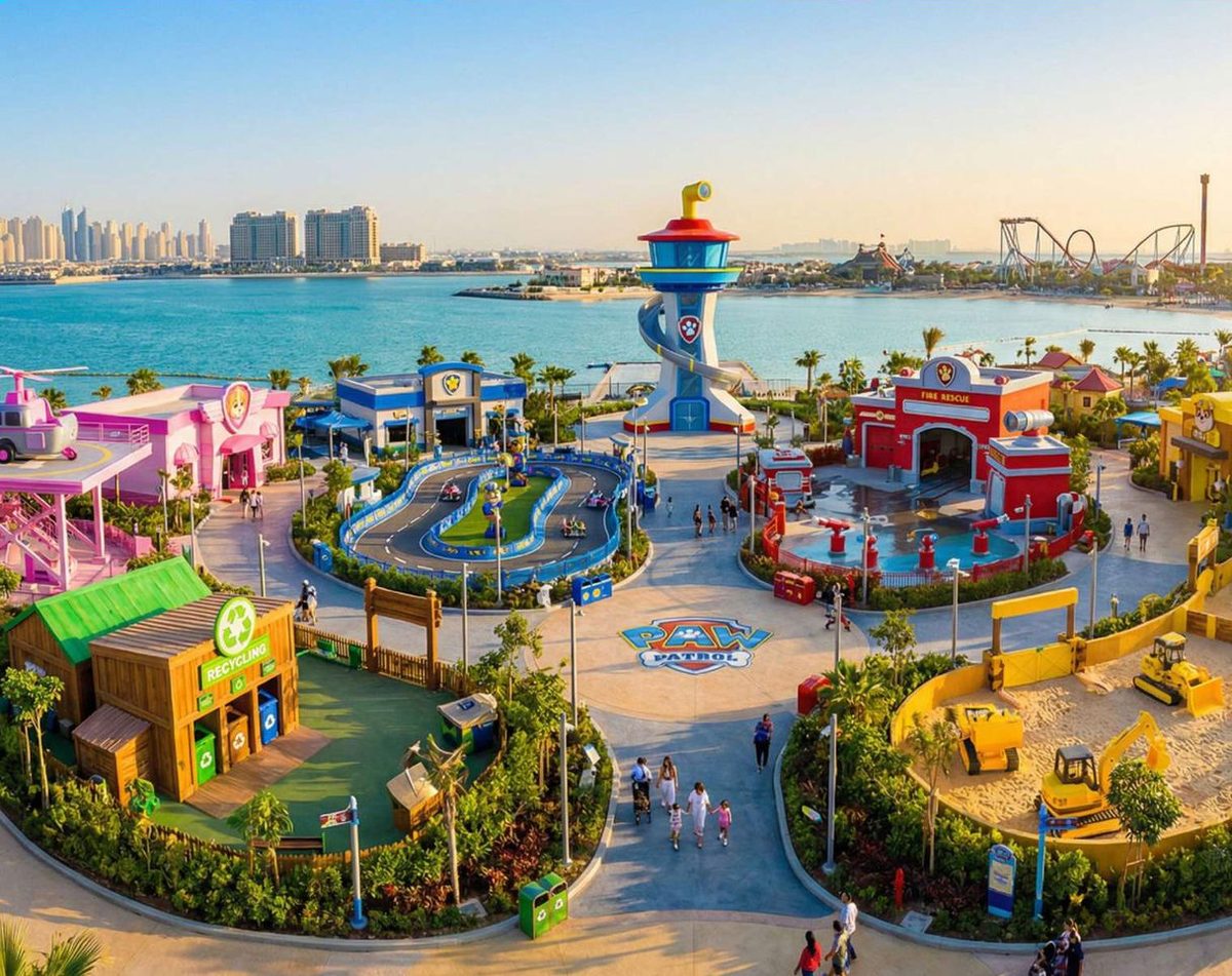 Themed outdoor ride-on venue with a circuit and lookout